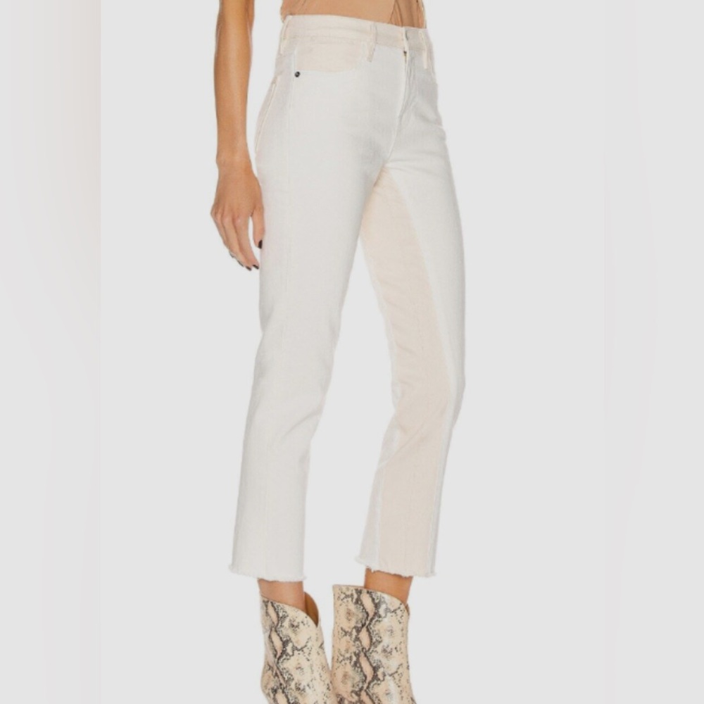 Frame Le High Straight Jeans | Blanc Multi | Two-Toned Ecru | NWOT | Size 25